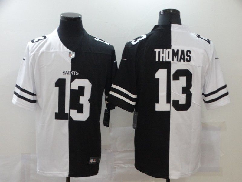 Men New Orleans Saints #13 Thomas Black white Half version 2020 Nike NFL Jerseys